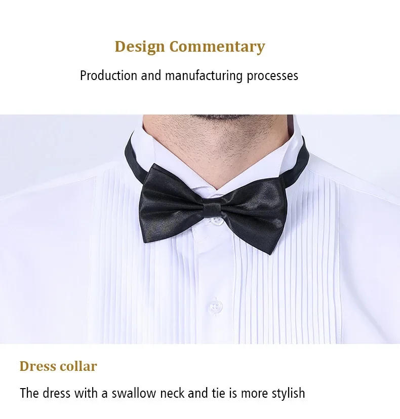 Description Picture 6 of itemAmerican new men's tuxedo long sleeve shirt spring and summer dress French bow tie solid color no-iron groomsmen high quality