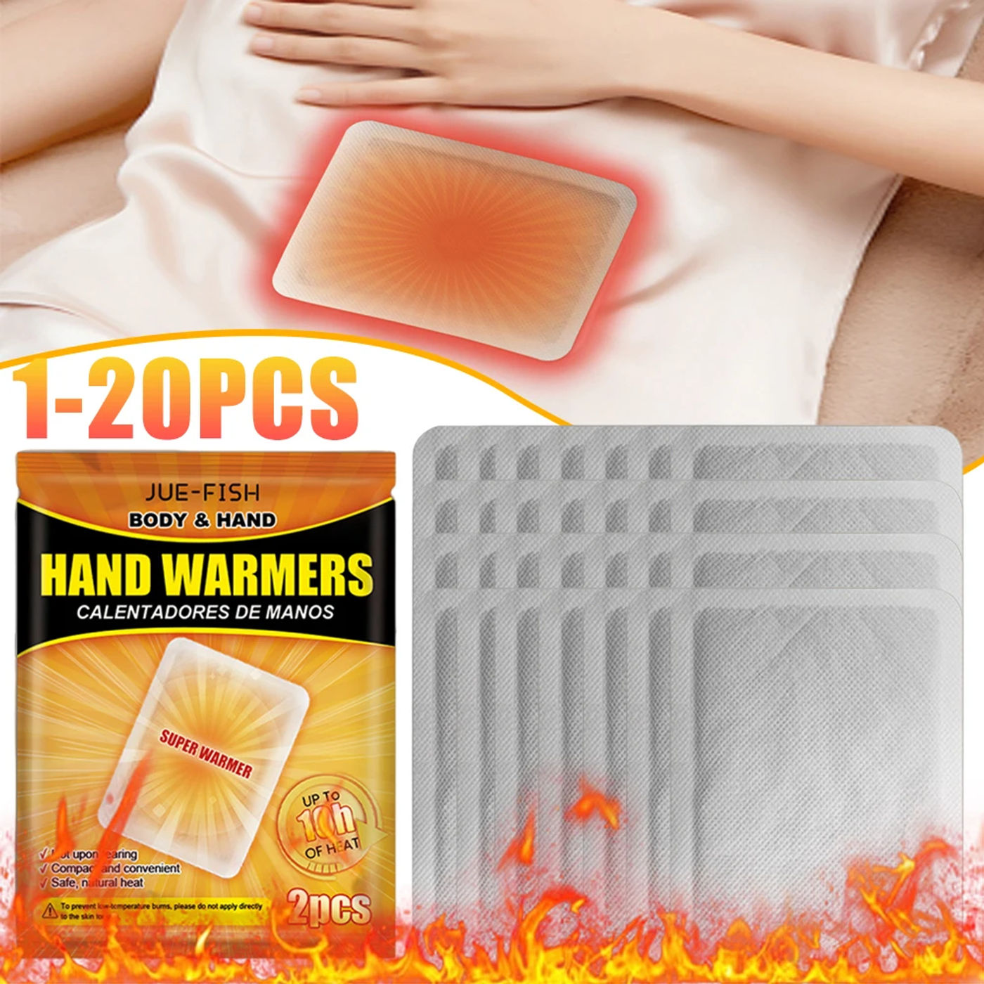 Description Picture 6 of item2-20PCS Warm Paste Pad Hot Warming Paste Disposable Heating Pack Natural Odorless Self Adhesive for Winter Outdoor Activities