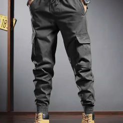 New Style Men's fall large pocket label trousers men's n-style loose casual Harlan corset overalls