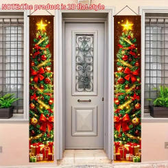Christmas decorative Christmas tree couplet banners, suitable for outdoor and indoor doorwayuse,Christmas Party Decorations