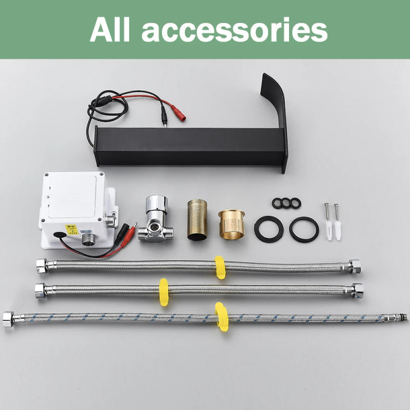 Description Picture 3 of itemRozin Black Smart Sensor Bathroom Basin Faucet Touchless Automatic Sense Mixer Tap Waterfall Hot Cold Water Washbasin Crane