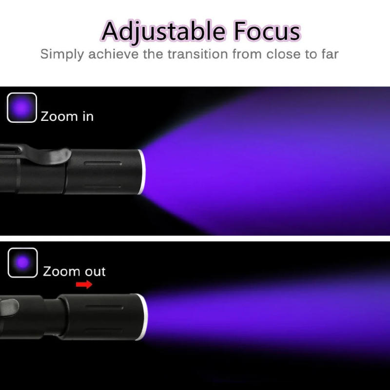 Description Picture 5 of itemUV Flashlight Ultraviolet Torch 395nm Black Light Pen Light Zoomable UV Pen Flashlight for Pet Urine Cat Dog Stains Bed Bug