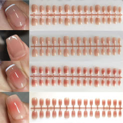 30pcs Gradient Fake Nails French Blush Nude Nail Waterproof Faux Medium Coffin False Nails Fingernails Press On Nails Tips Mani