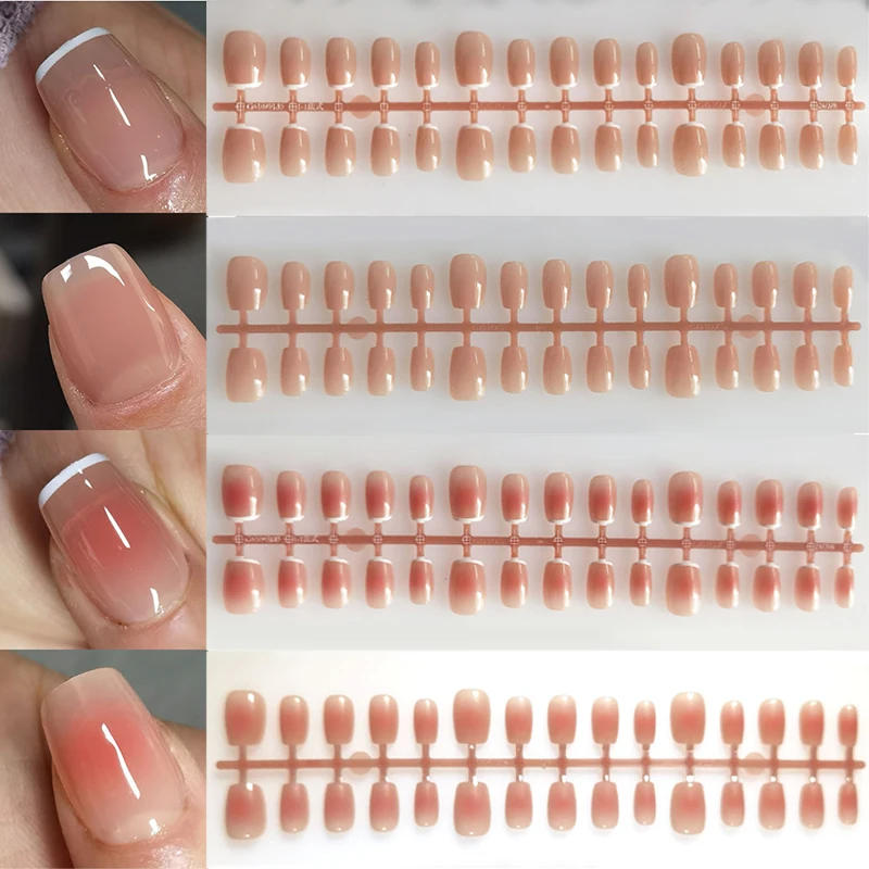 Description Picture 2 of item30pcs Gradient Fake Nails French Blush Nude Nail Waterproof Faux Medium Coffin False Nails Fingernails Press On Nails Tips Mani