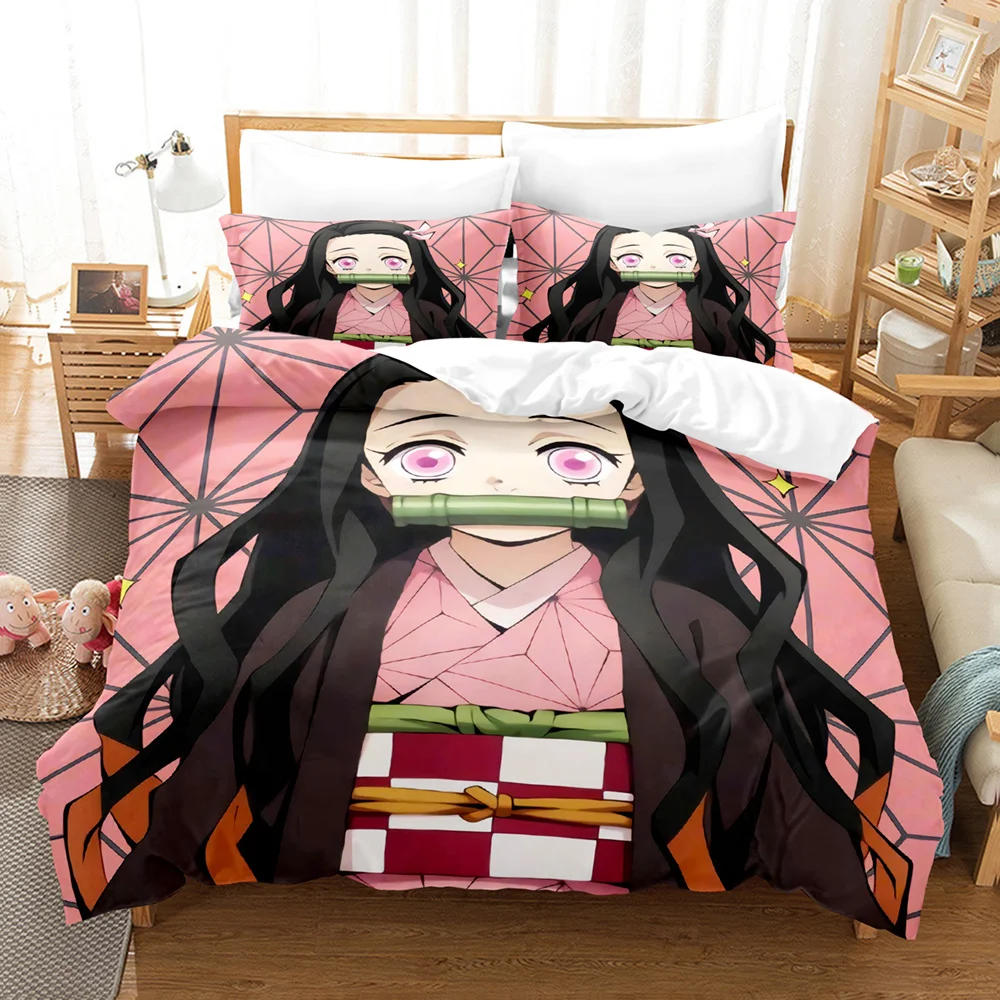 Description Picture 6 of itemNezuko Kamado Bedding Set Anime Demon Slayer Duvet Cover Comforter Bed Linen Single Twin Full Queen Size 3d Kids Girl Boys Gift