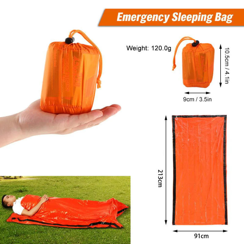 Description Picture 4 of itemOutdoor Emergency Survival Sleeping Bag Thermal Blanket Mylar Waterproof Reusable Sack Portable Camping Hiking Emergency Gear