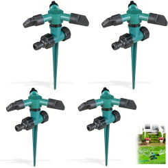 4pc Automatic 360 ° Rotating Garden Lawn Sprinkler Three-Fork Sprinkler Head  Garden SprinklerRotating Lawn Sprinkler For Yard