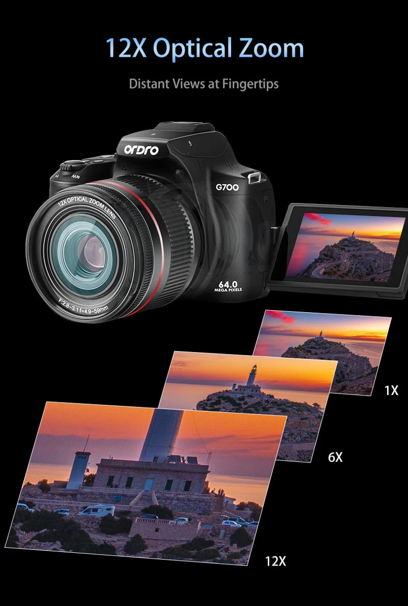 Description Picture 6 of itemDigital Cameras Photographic 4K Ultra hd Camcorder 12X Optical Zoom LED Flash Built in Auto/Manual Focus for YouTube Vlog Videos