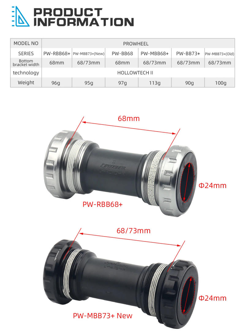 Description Picture 5 of itemProwheel Bicycle Central Movement BB73+ Road Bike Bottom Bracket Mountain Bike BB68 Bicycle Inferio Holder