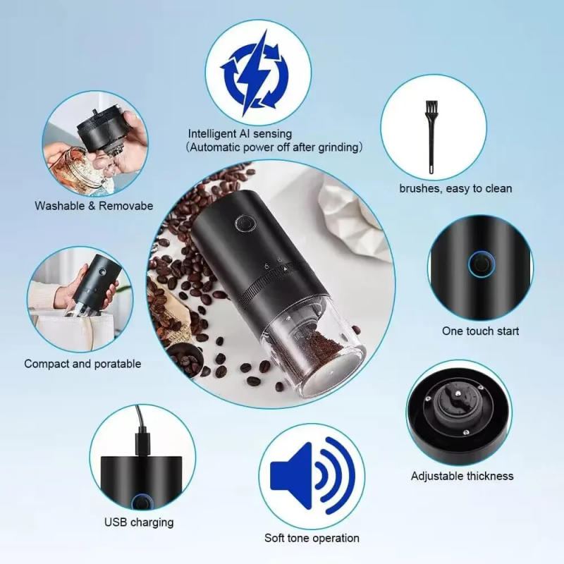 Description Picture 3 of itemPortabl Grinder Electric Coffee Grinder Automatic Beans Mill Conical Burr Grinder Machine For Home Travel USB Rechargeable