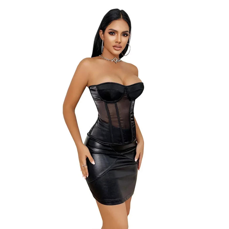 Description Picture 6 of itemWomen Corset Top Sexy Lace Up Overbust Bustier Bra Push Up Lingerie Breathable Mesh Body Shaper Corselet Plus Size