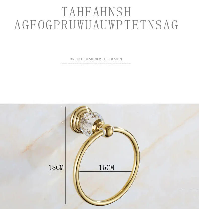 Description Picture 5 of itemEuropean-style Gold Crystal Towel Ring Round towel rack towel hanging circle Bathroom towel rack hanging GLY30