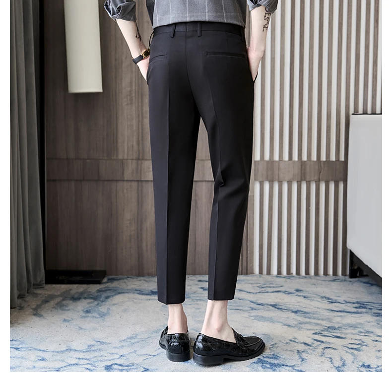 Description Picture 6 of itemMen's Spring/Summer Business Formal Pants Solid Color Casual Korean Fit Suit Pants 2024 Men's Wedding Social Pants Plus Size 36