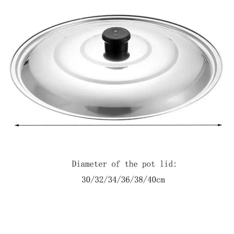 Description Picture 3 of itemKitchen Accessories Black Plastic Knot Stainless Steel Pot Lid Anti-Scald Universal Wok Lid Round 32/34/36/38/40cm Pot Cover Pan