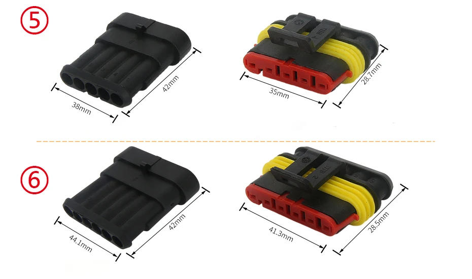 Description Picture 4 of item1 Set 1 2 3 4 5 6 Pin Super Seal AMP Electrical Connector Automotive Waterproof Xenon Lamp Male And Female Plug For Car