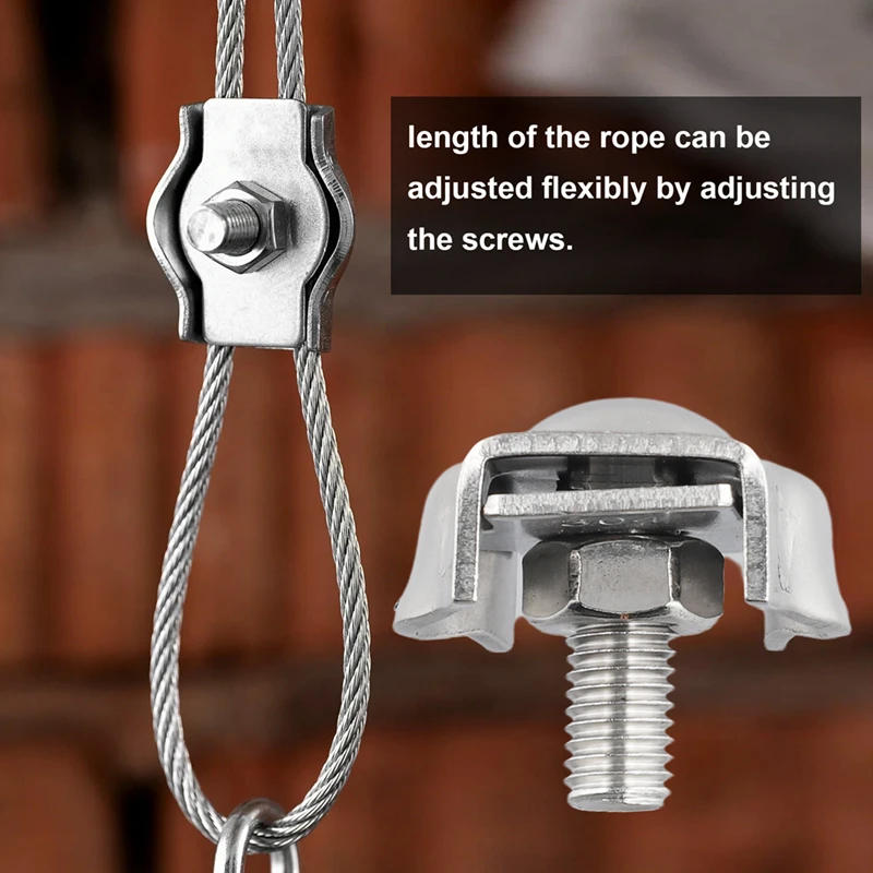 Description Picture 5 of item10Pcs Clamps, Wire Cord Clamps, Stainless Steel 304 Cable Clamps, Wire Rope Steel Cable Fixing Clip M10