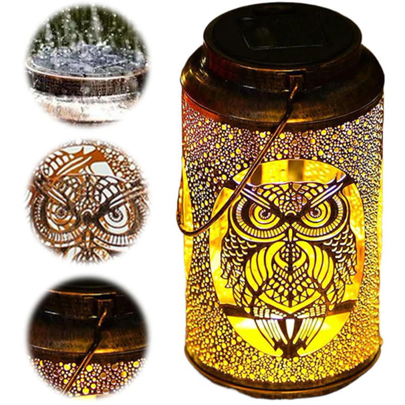 Description Picture 5 of itemOwl Solar Lantern IP65 Waterproof Owl Hollowed-Out Metal Decor Lantern Outdoor Owl Solar Lights for Patio Yard Pathway Landscape