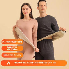 Autumn and Winter Double-Sided Brushed Wool Thermal Underwear Set of Men and Women's Qiu Yi Qiu Pants Wool Silk Warm Underwear
