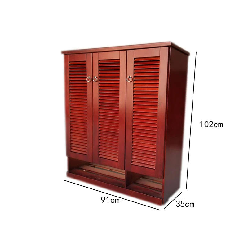 Description Picture 3 of itemEuropean style solid wood shoe cabinet large capacity storage breathable foyer storage simple double door pure log cabinet home