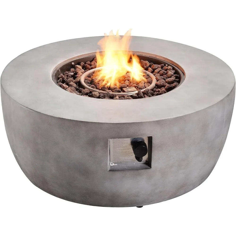 Description Picture 3 of item36 in. Outdoor Round Propane Gas Smokeless Fire Pit with Sturdy Faux Concrete Base, Quick Ignition and Gas Regulato