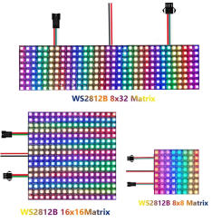 5V WS2812B RGB LED Module 8x8 16x16 8x32 Digital Flexible Individually Addressable Panel Light WS2812 Matrix Screen Advertising
