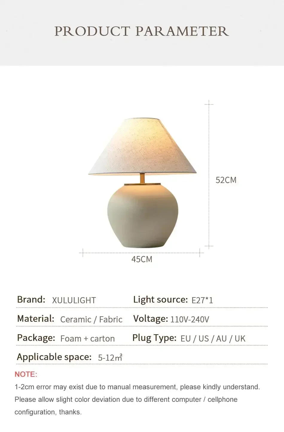 Description Picture 5 of itemCeramic Table Lamp Wabi-sabi Style Retro Black And White Decorative LED Lighting Creative Minimalist Bedroom Study Desk Lamp