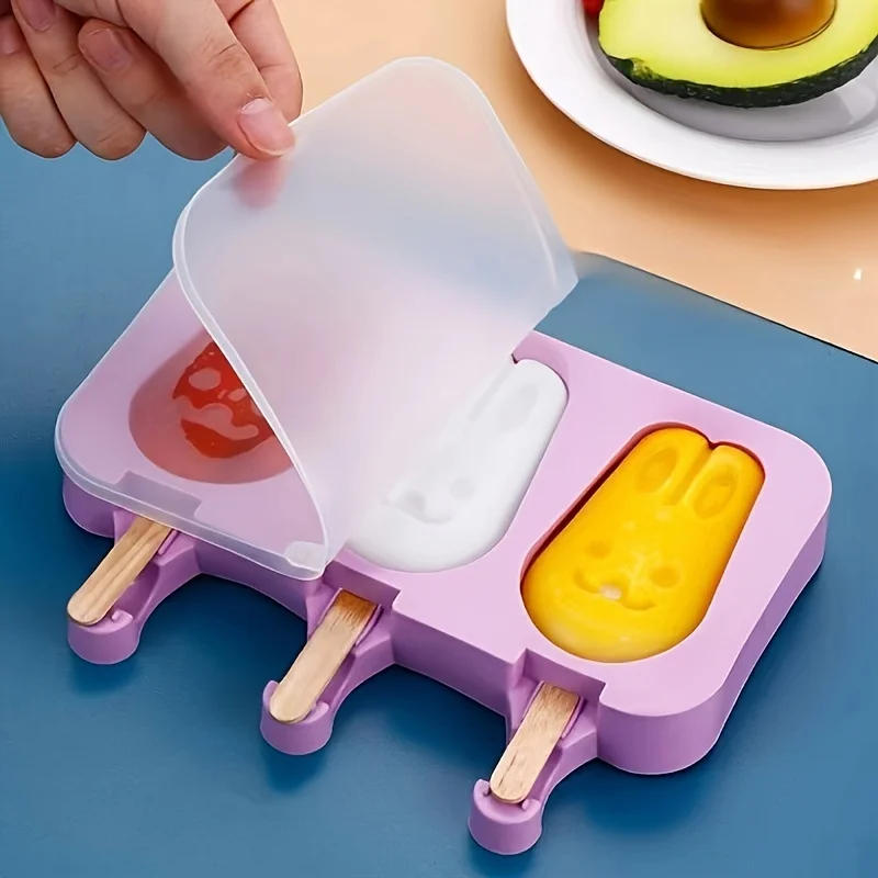 Description Picture 2 of item"Non-Toxic" ' Silicone Ice Cream Mold - 3-Cavity Popsicle & Treat Maker, Bpa-Free
