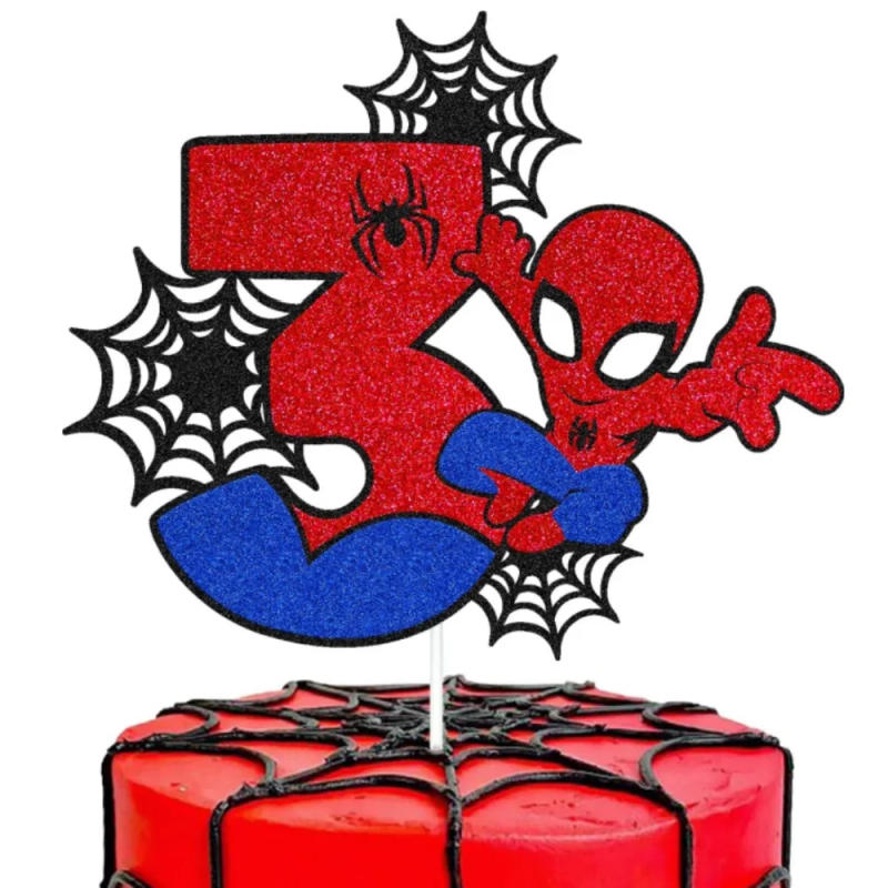 Description Picture 5 of itemDisney Spiderman Cake Decorations Cartoon Spider Theme Cake Toppers For Kids Boys 3th Birthday Party Baby Shower Supplies Favors
