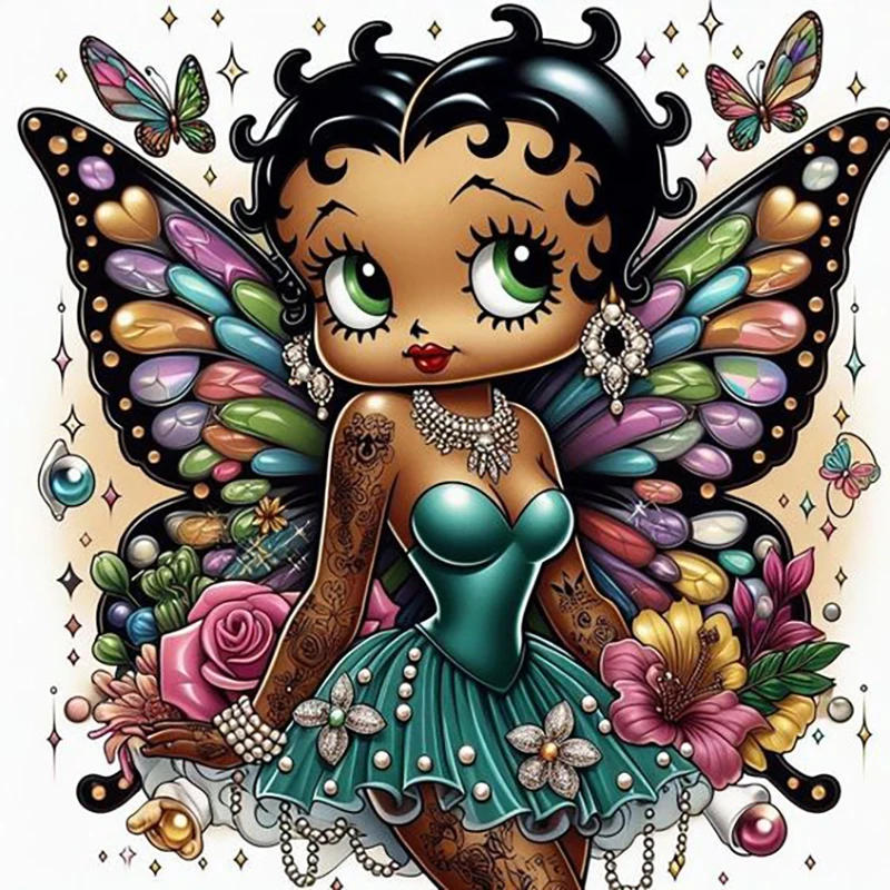 Description Picture 2 of itemZipper bag 5D DIY Disney princess diamond painting Betty princess colorful butterfly cross stitch flower art children's gift