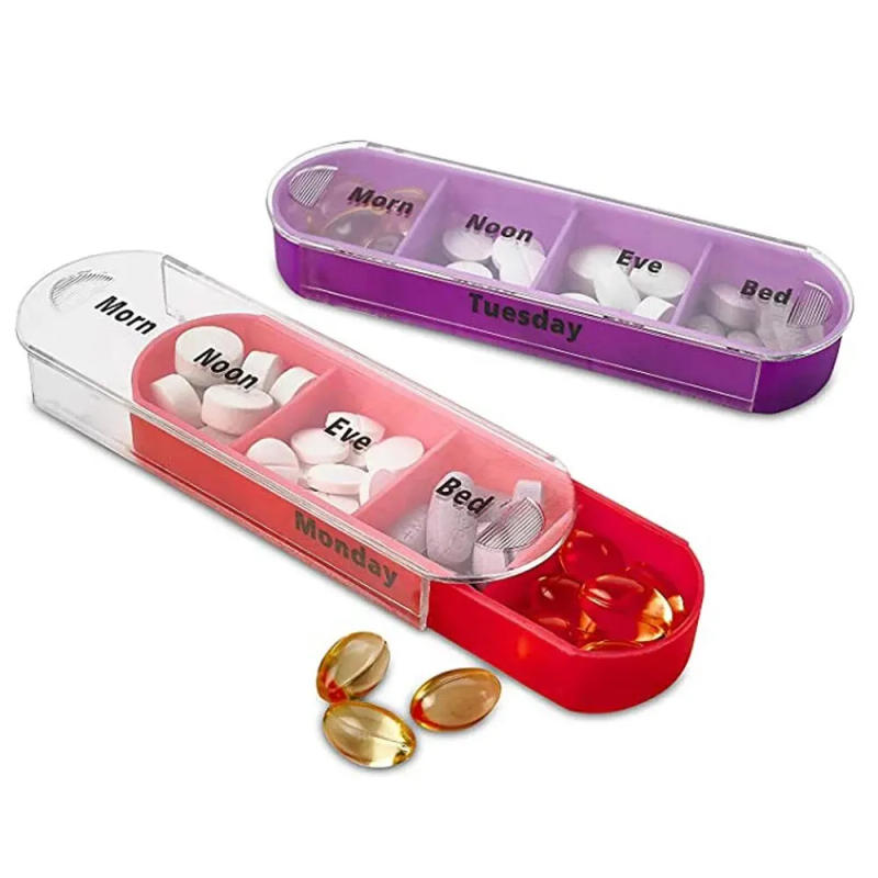 Description Picture 3 of itemA Week Pill Boxes Seven Days Car Rainbow Portable 28 Plastic Compartments Large Capacity Portable Personal Health Care Pill Box