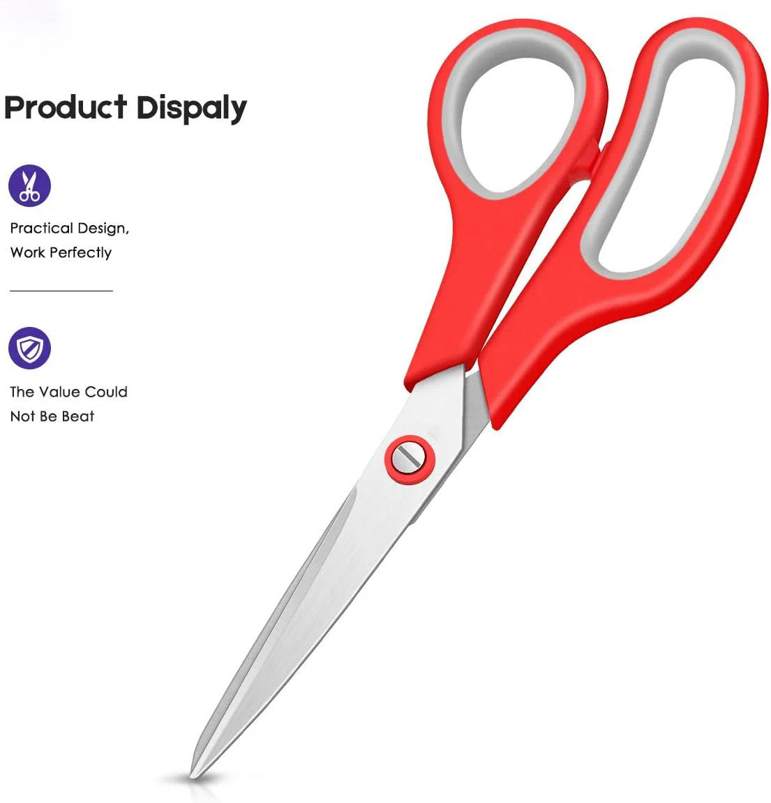 Description Picture 6 of itemMulti-Purpose Scissors 3 Pieces Set Ultra Sharp 2.5mm Thick Blade Comfort-Grip for Office Home Craft Sewing Fabric Supplies