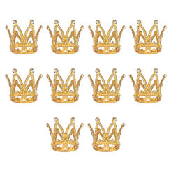 10 Pcs Gold Cake Topper Tiny Baby Small Rhinestone Tiara Crown for Flower Arrangements Shower Birthday Wedding Decor