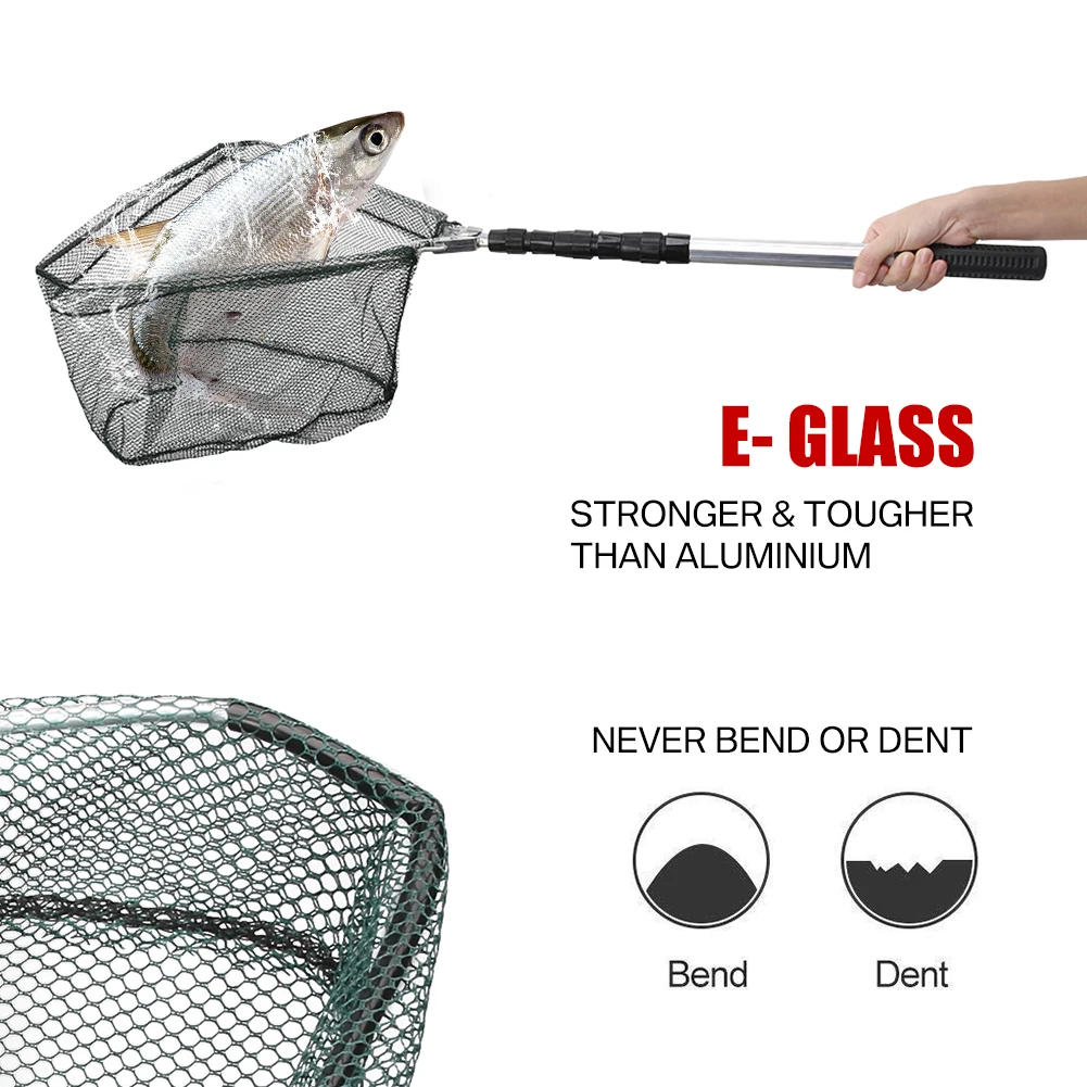 Description Picture 4 of itemFishing Landing Net Aluminum Alloy Durable Telescoping Extend to 190cm/130cm/55cm Folding Mesh Safe Fish Catching Releasing