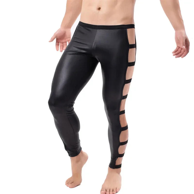 Description Picture 4 of itemMen New Fashion PU Leather Pants Leggings Men's Sexy Night Clubwear Trousers Skinny Long Trouser Pant Stage Performance Costumes