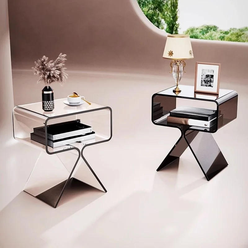 Description Picture 2 of itemModern Transparent Acrylic Bedside Table - Creative Side Table, Small Narrow End Table