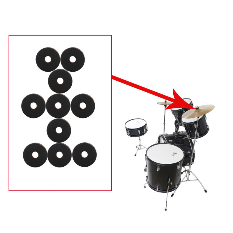Description Picture 6 of item10 Pcs Drum Kit Cymbals Felt Pad Percussion Musical Instrument Accessories Drum Slices Stand Washer Pad Protecting Cymbals