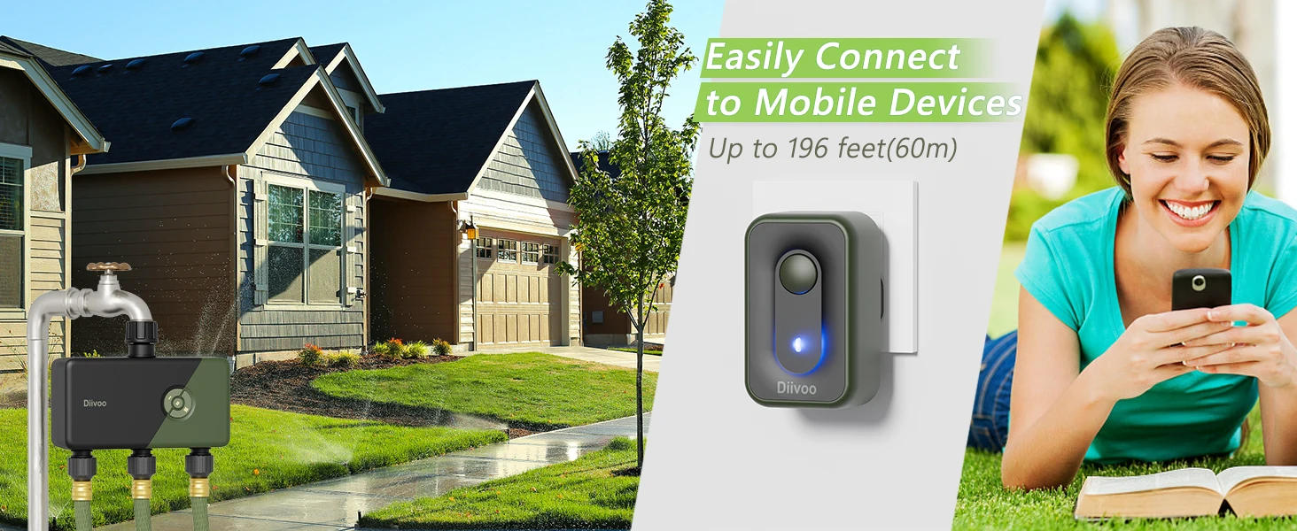 Description Picture 3 of itemDiivoo WiFi Sprinkler Timer 3 Zone, Remote Control Irrigation Timer with Wi-Fi Hub, Automatic Manual Watering for Garden