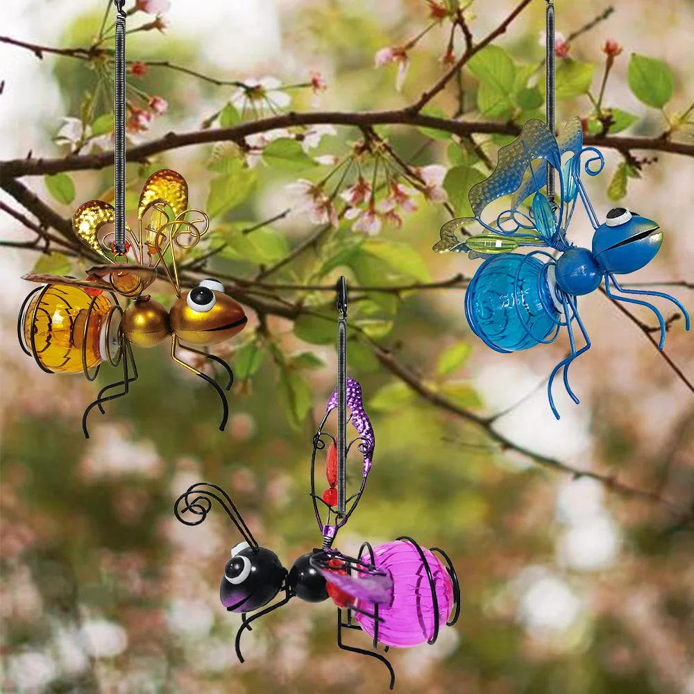 Description Picture 2 of itemSolar Bug Fairy Lights Metal Hanging Flying Insects Lamp Garden Bug Light Iron Insect Statue Ornament for Backyard Balcony Porch