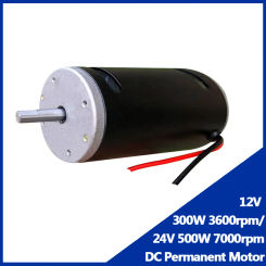 High-power 12V 300W 3600rpm/24V 500W 7000rpm DC Permanent Magnet Motor with Dual Bearing Can CW CCW