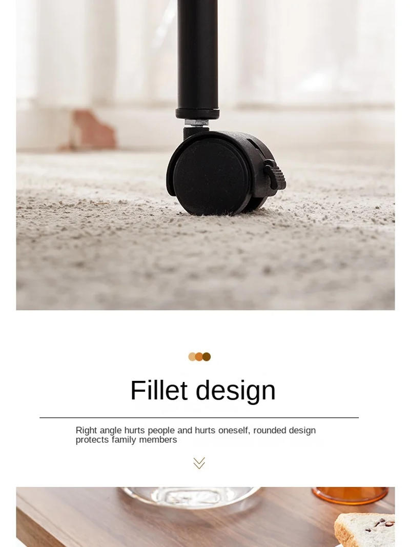 Description Picture 5 of itemNordic Style Removable Coffee Table Cart With Wheels Storage Rack Small Tea Table Solid Wood 2 Layer Cart Coffee Table Furniture