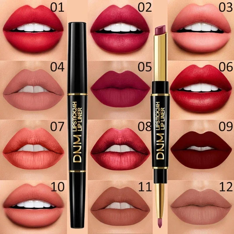 Description Picture 3 of item2 IN 1 Non-stick Cup Long Lasting Lipstick Lip Liner Waterproof Matte Lips Pencil Contour High Pigmented Valentine's Day Gifts
