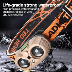 COB Owl Sensor Headlamp Waterproof USB Rechargeable Headlight with Hook for Adults Children Running Fishing Riding Camping