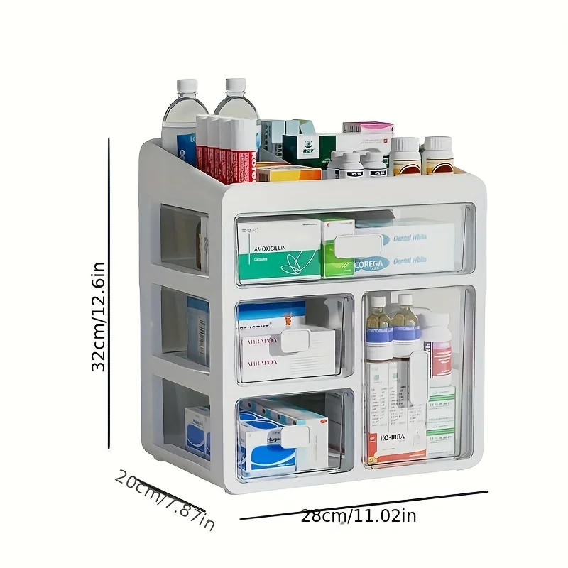 Description Picture 4 of item1 household medicine cabinet, home medicine manager, drawer type large-capacity medicine medical multi-purpose multi storage box