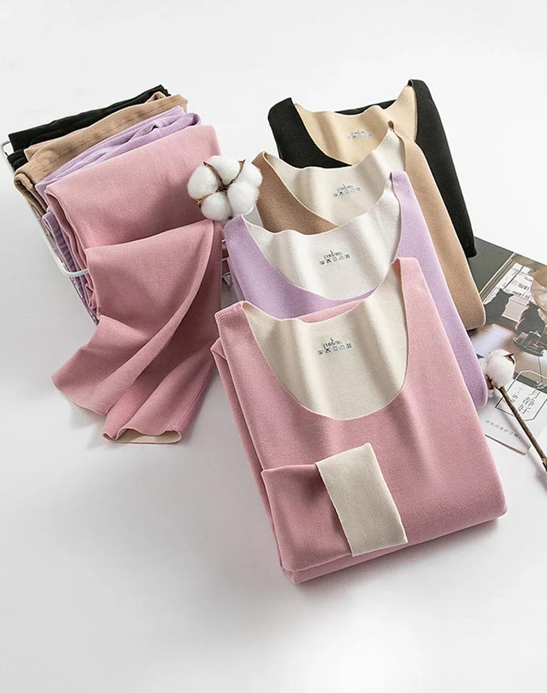 Description Picture 3 of itemWomen's Thermal Underwear Men Double-sided Fleece Seamless Thermos Clothing Warm Lingerie Suit Winter Clothes Women 2 Piece Sets