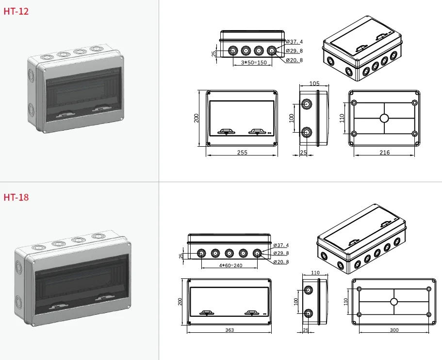Description Picture 5 of itemGEYA 5Way Waterproof Distribution Box Circuit Breaker MCB Power Plastic Junction Wire Box IP65 Electrical Box