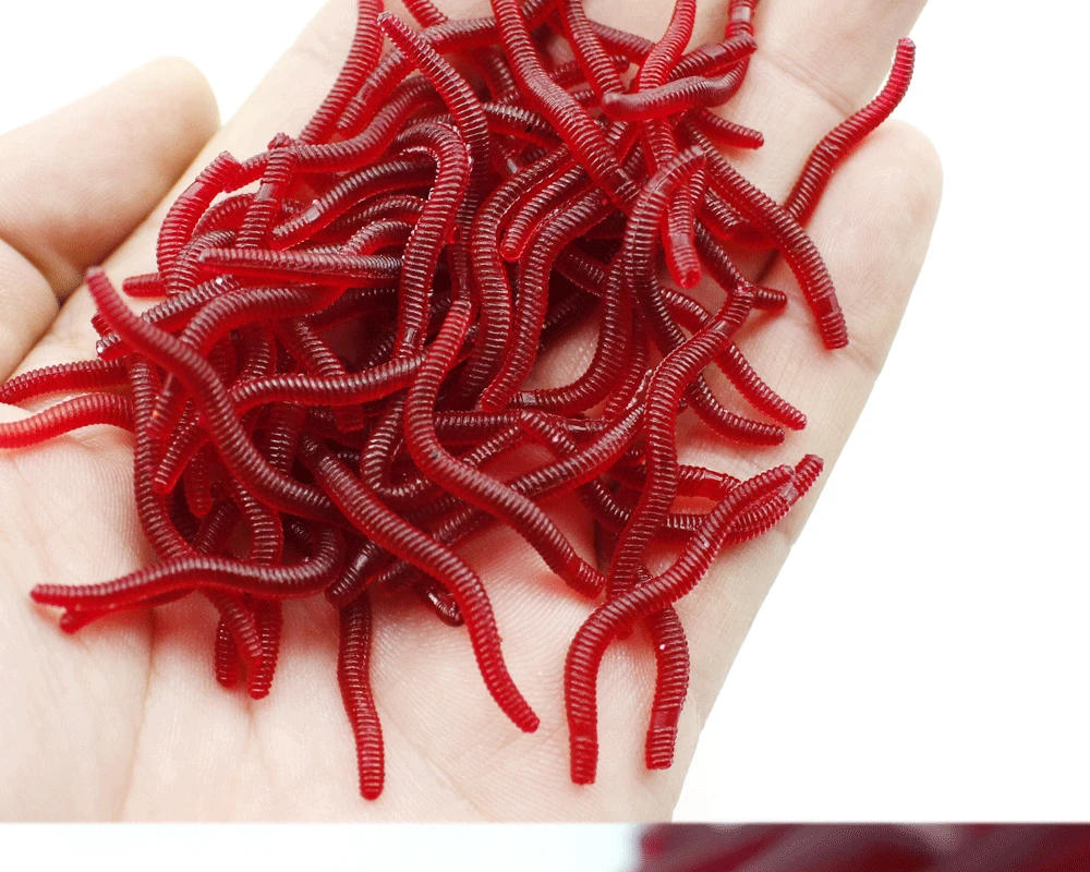 Description Picture 4 of item50/100/200pcs Lifelike Fishy Smell Red Worms Soft Bait Simulation Earthworm Carp Bass Fishing Lures Artificial Silicone Lures
