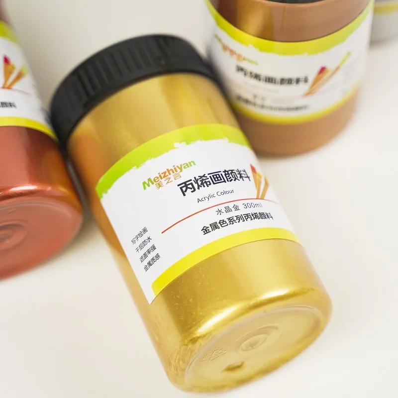 Description Picture 5 of item60/100ml Gold Acrylic Paint Pearlescent Hand-painted Gypsum Glue Waterproof Non-fading DIY Paint By Number