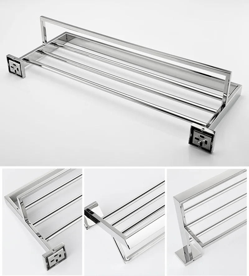 Description Picture 4 of itemChrome Polished Bathroom Hardware Mirror Chrome Polished Towel Rack Toilet Paper Holder Towel Bar Hook Bathroom Accessories