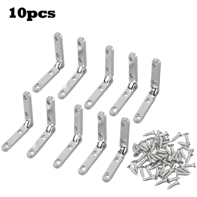 Description Picture 6 of item10pcs 90 Degree Foldable Hinges & 40pcs Screws Set Zinc Alloy Seven-Letter Hinge Wooden Box Jewellery Case Support Hinge