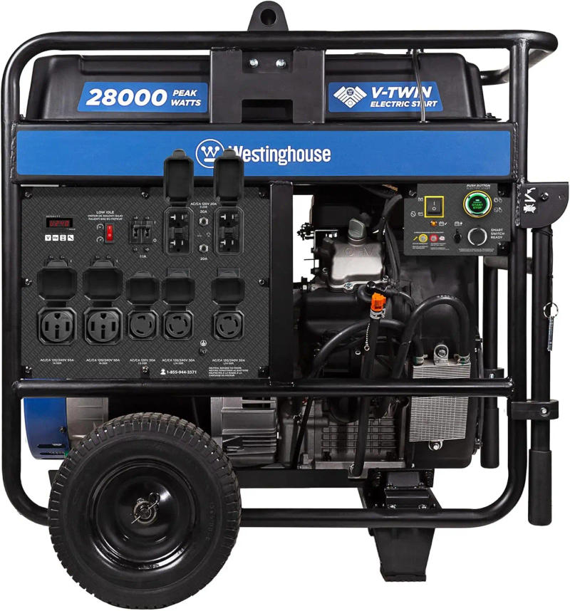 Description Picture 6 of item28000 Peak Watt Home Backup Portable Generator Remote Electric Start with Auto Choke Transfer Switch Ready 30A & 50A Outlets
